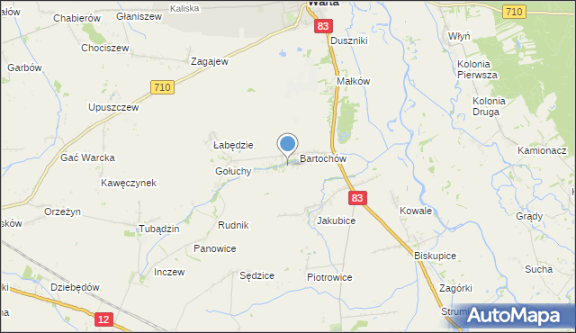 mapa Kolonia Bartochów, Kolonia Bartochów na mapie Targeo